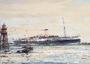 Jack Spurling The paddle steamer Crested Eagle running down the Thames Estuary, her deck crowded with passengers France oil painting artist